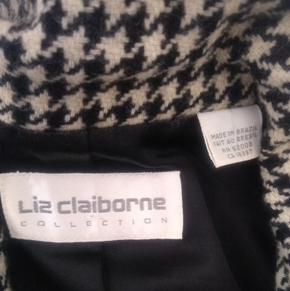 Cropped Double Breasted Jacket Wool Blend Gingham… - image 7